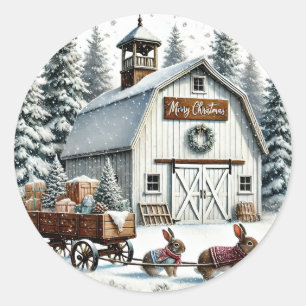 Barnyard, Konijnen trekken kar met geschenken, Win Ronde Sticker