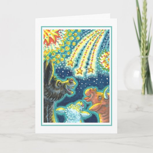 BARNYARD LANDBOUWDIEREN OP VIERDE JULI Funny Cute Feestdagen Kaart (Voorkant)