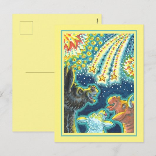 BARNYARD LANDBOUWDIEREN OP VIERDE JULI Funny Cute Feestdagenkaart (Voorkant / Achterkant)