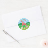 Barnyard met Dieren Verjaardagsfeestje Favor Stick Ronde Sticker (Envelop)