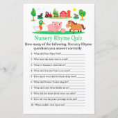 Barnyard Nursery Rhyme Quiz baby shower game (Voorkant)