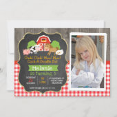 Barnyard Part Chalkboard Photo Birthday Invitation Kaart (Voorkant)