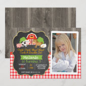 Barnyard Part Chalkboard Photo Birthday Invitation Kaart (Voorkant / Achterkant)