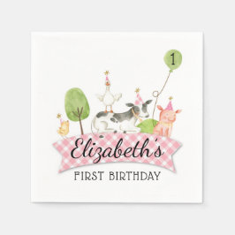 Barnyard Party servetten, meisjes Barnyard verjaar Servet