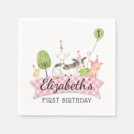 Barnyard Party servetten, meisjes Barnyard verjaar Servet (Voorkant)