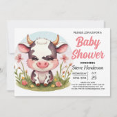 Barnyard Pastel Modern Koe Baby shower Kaart (Voorkant)
