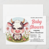 Barnyard Pastel Modern Koe Baby shower Kaart (Voorkant / Achterkant)