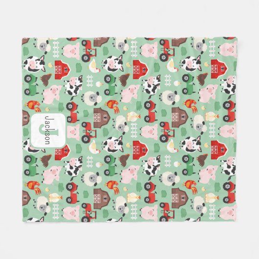 Barnyard Pattern Boerderij Dier Schattige Kind Fleece Deken (Voorkant (Horizontaal))