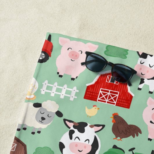 Barnyard Pattern Boerderij Dier Schattige Kind Strandlaken (In situ)