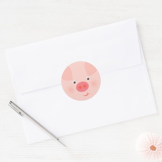 Barnyard Piggy Ronde Sticker (Envelop)
