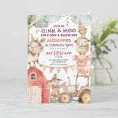 Barnyard Schattige Boy Boerderij 2e verjaardag Uit Kaart (Staand voorkant)