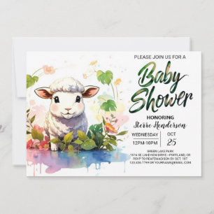 Barnyard Sheep Girl Baby shower Kaart
