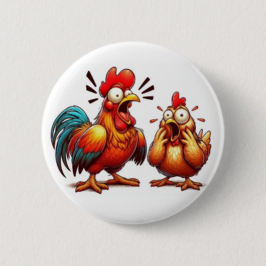 "Barnyard Sparring Chickens" Match Button (Voorkant)