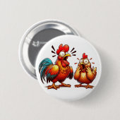 "Barnyard Sparring Chickens" Match Button (Voorkant /achterkant)