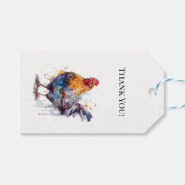 Barnyard Splendor: Waterverf Hen, op maat Cadeaulabel