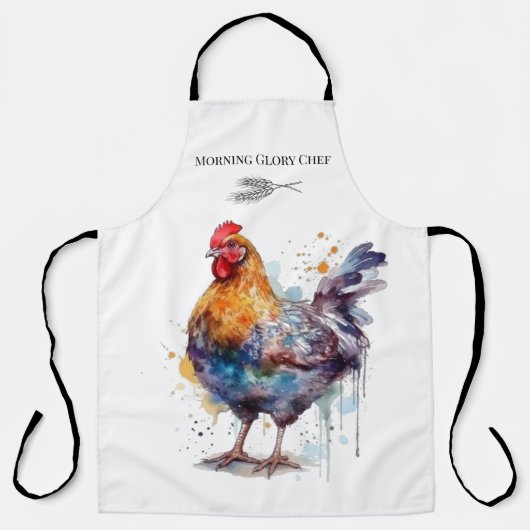Barnyard Splendor: Waterverf Hen, op maat Schort (Voorkant)