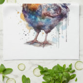 Barnyard Splendor: Waterverf Hen, op maat Theedoek (Gevouwen)