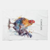 Barnyard Splendor: Waterverf Hen, op maat Theedoek (Horizontaal)