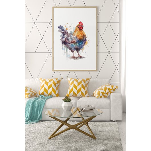Barnyard Splendor: Waterverf Hen Poster