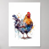 Barnyard Splendor: Waterverf Hen Poster (Voorkant)