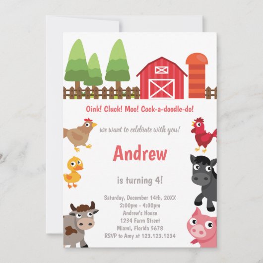  Barnyard Verjaardag Kaart (Voorkant)
