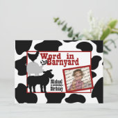 Barnyard verjaardagsfeest met foto kaart (Staand voorkant)