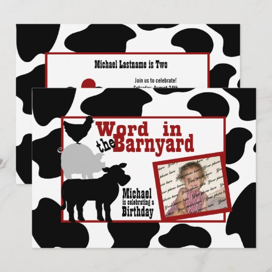 Barnyard verjaardagsfeest met foto kaart (Voorkant / Achterkant)