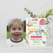 Barnyard verjaardagsfeestje Boerderij twee 2e foto Kaart (Staand voorkant)