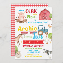 Barnyard verjaardagsfeestje Boerderijdieren draaie Kaart