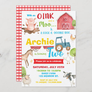 Barnyard verjaardagsfeestje Boerderijdieren draaie Kaart