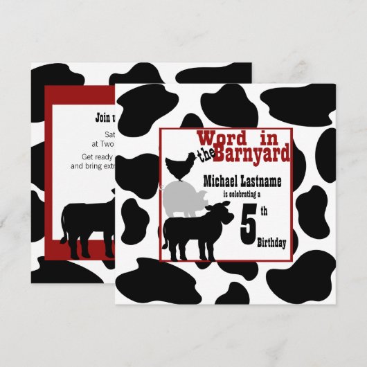 Barnyard verjaardagsfeestje kaart (Voorkant / Achterkant)