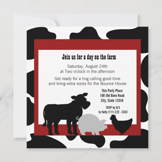 Barnyard verjaardagsfeestje kaart (Achterkant)