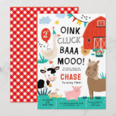 Barnyard verjaardagsfeestje kaart (Voorkant / Achterkant)