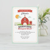 Barnyard verjaardagsfeestje uitnodiging (Staand voorkant)