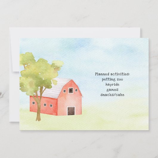 Barnyard verjaardagsfeestje uitnodiging, baby dier kaart (Achterkant)