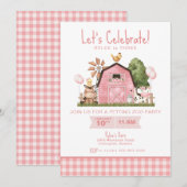 Barnyard Verjaardagsuitnodiging · Boerderij Dieren Kaart (Voorkant / Achterkant)