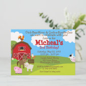 Barnyard verjaardagsuitnodiging kaart (Staand voorkant)