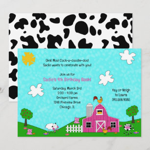 Barnyard Whimsy Roze Schuur Dieren Koe Print Boerd Kaart