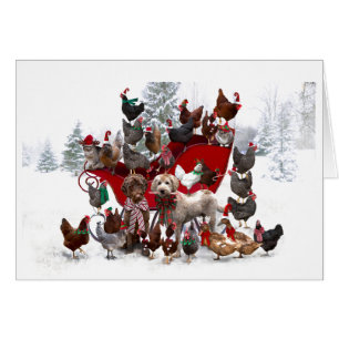 BARNYARDE DIEREN MET SLEIGH CHRISTMAS KAART
