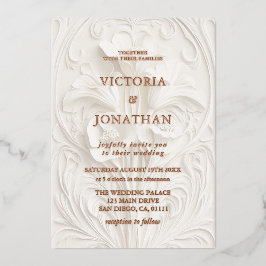 Barocco Floral Wedding Folie Uitnodiging