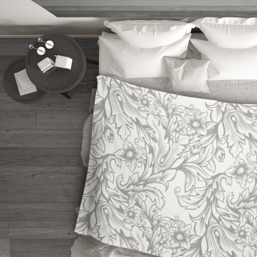 Barok Acanthus Leaf Grey Fleece Deken