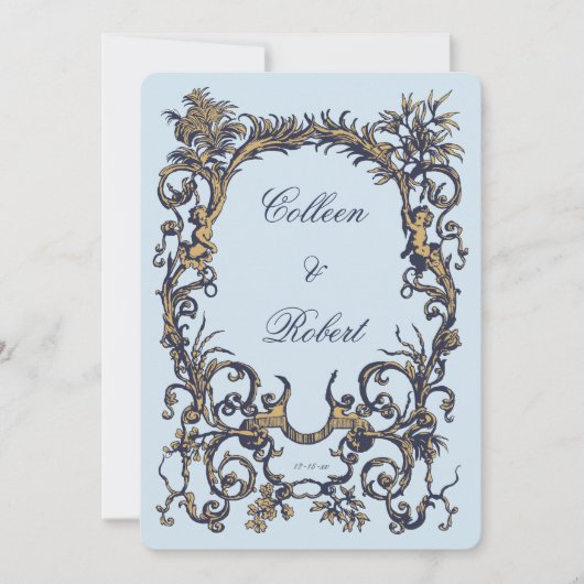  barok Antiek c.1700s Ontwerp met Cherubs Kaart (Voorkant)