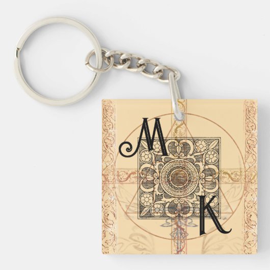 Barok Antiek monogram Sleutelhanger (voorkant)