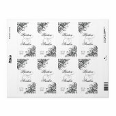 Barok B&W Scroll Bruiloft Wijn Label (Full Sheet)