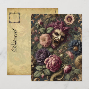 Barok Battles & Blooms – Gotische Bloemen Ontwerp Feestdagenkaart
