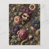 Barok Battles & Blooms – Gotische Bloemen Ontwerp Feestdagenkaart (Voorkant)