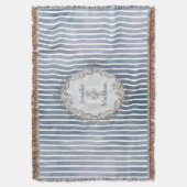 Barok blauw-grijze waterverf streep deken (Voorkant Verticaal)