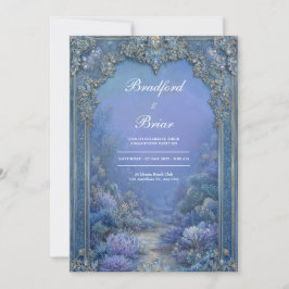 Barok Blauw Lavendel Bevroren Fantasie Bruiloft Kaart