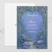 Barok Blauw Lavendel Bevroren Fantasie Bruiloft Kaart (Voorkant / Achterkant)