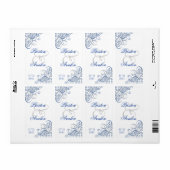 Barok Blauw Scroll Wit Bruiloft Wijn Label (Full Sheet)
